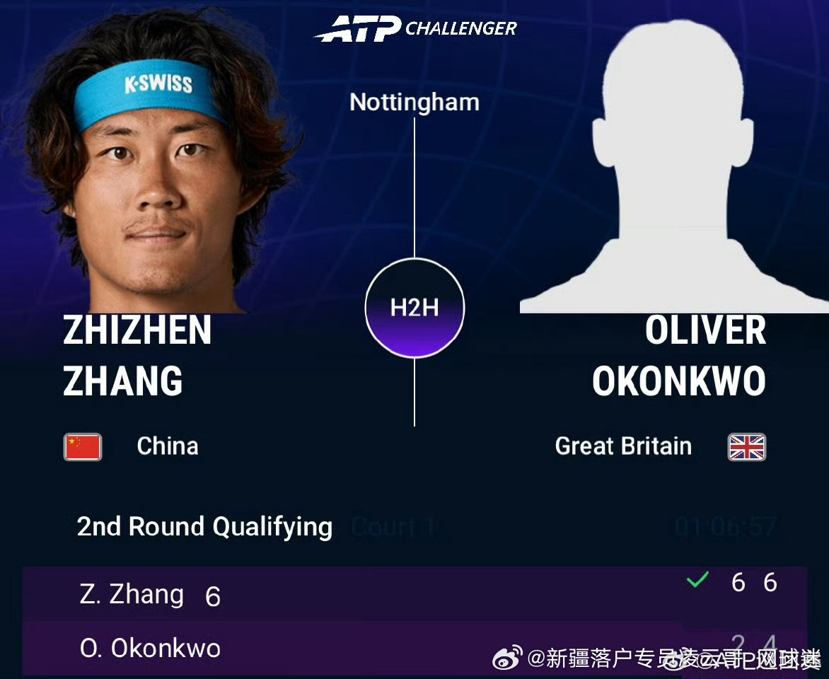 🇨🇳张之臻晋级正赛💪🔥ATP挑战赛🇬🇧诺丁汉站资格赛决胜轮，🇨🇳