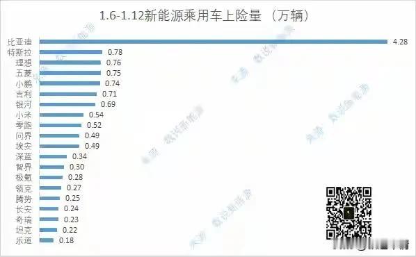 2025年第2周的新能源汽车品牌周销量部分出炉，相比去年第1周，理想以微弱优势超