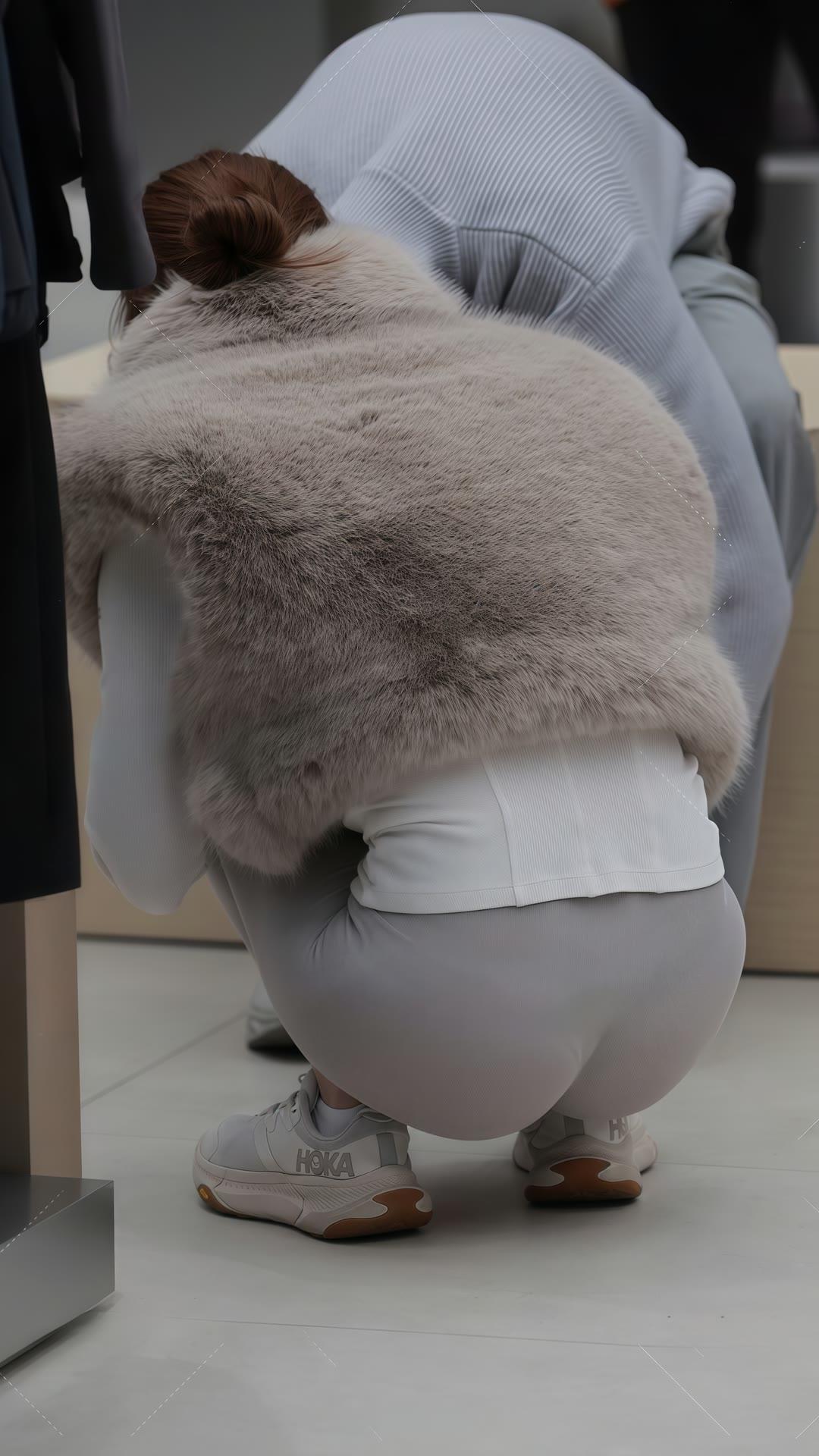 这套穿搭走“轻熟慵懒风”：浅灰毛绒马甲自带贵气，柔化了内搭紧身针织衫的利落；同色