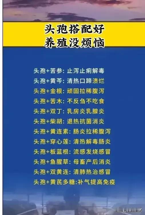 头孢伍配好，养猪无烦恼。
什么药用于什么病，对症下药这是解决养殖过程中要掌握的知