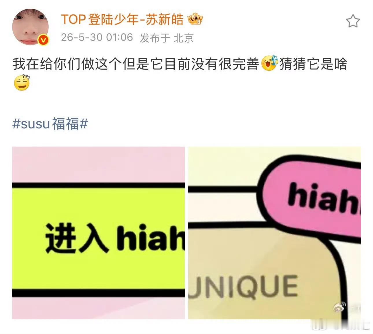 苏新皓疑似做了个网站感觉他一直都在悄悄解锁新技能，从舞台到创作再到现在做网站，永