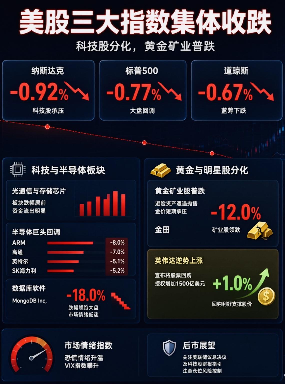 美股三大指数集体下跌，并非AI逻辑发生变化了，而是“利率上行 + 获利盘兑现 +