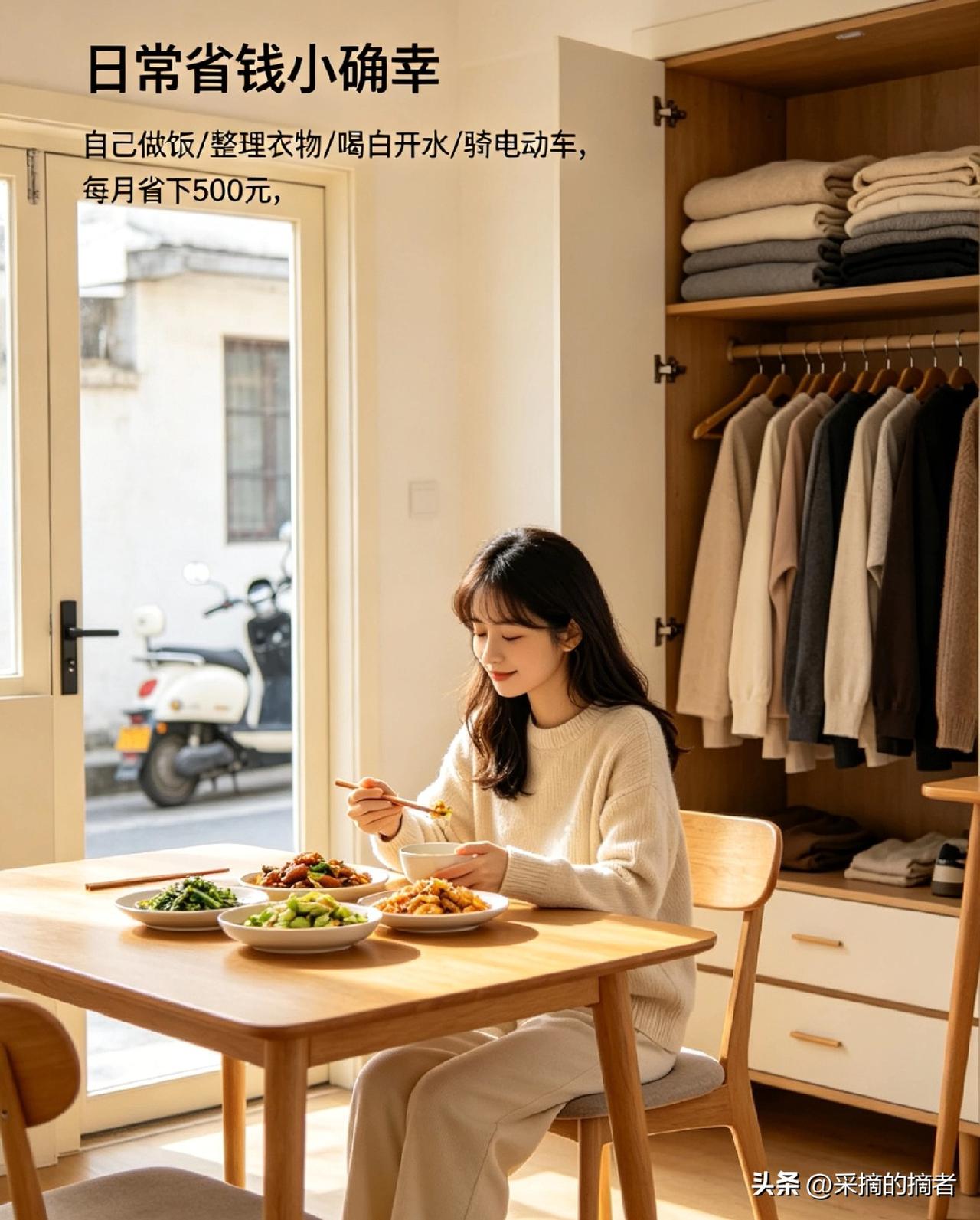  
 
这年头赚钱太难，能省则省
 
1、能自己做饭就不点外卖，干净又省钱

2