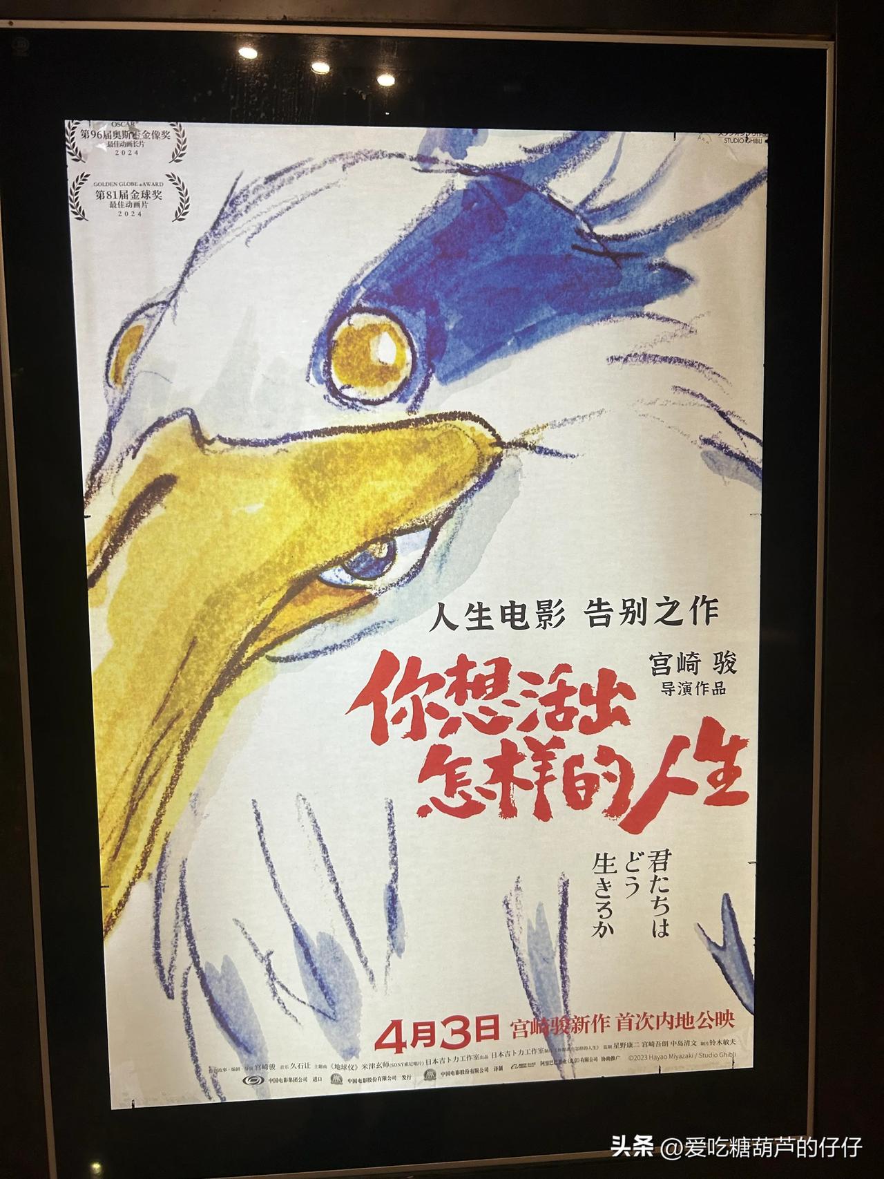 《你想活出怎样的人生》宫崎骏的告别之作。愿每个人都能活出自己想要的人生，活出自己