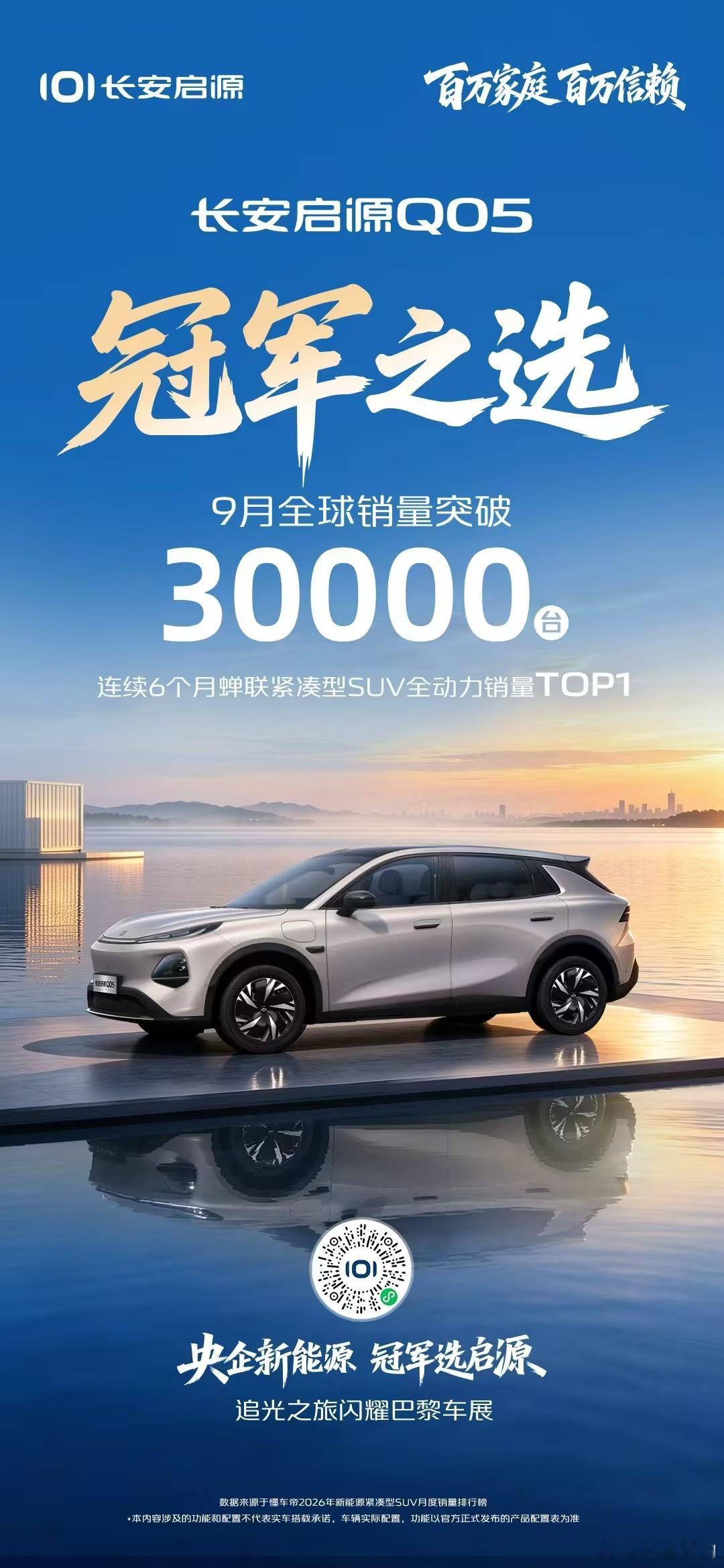 百万启源 闪耀欧洲 长安启源Q05 冠军之选9月全球销量突破30000台连续6个