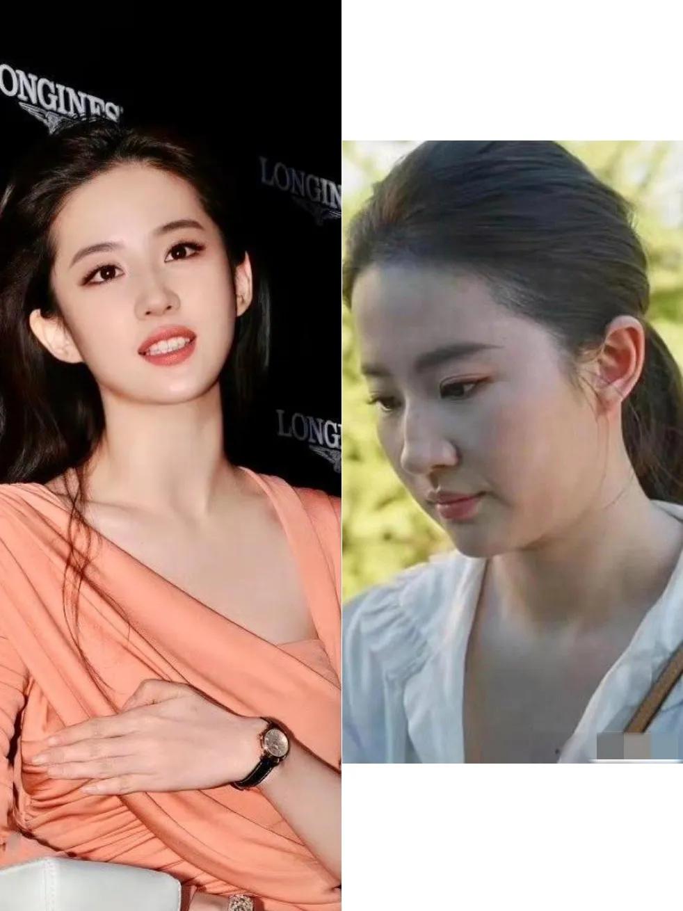 这还是同一个人吗？她这几年是有多放飞自我啊[捂脸]？除了身材变胖以外，她的脸也圆