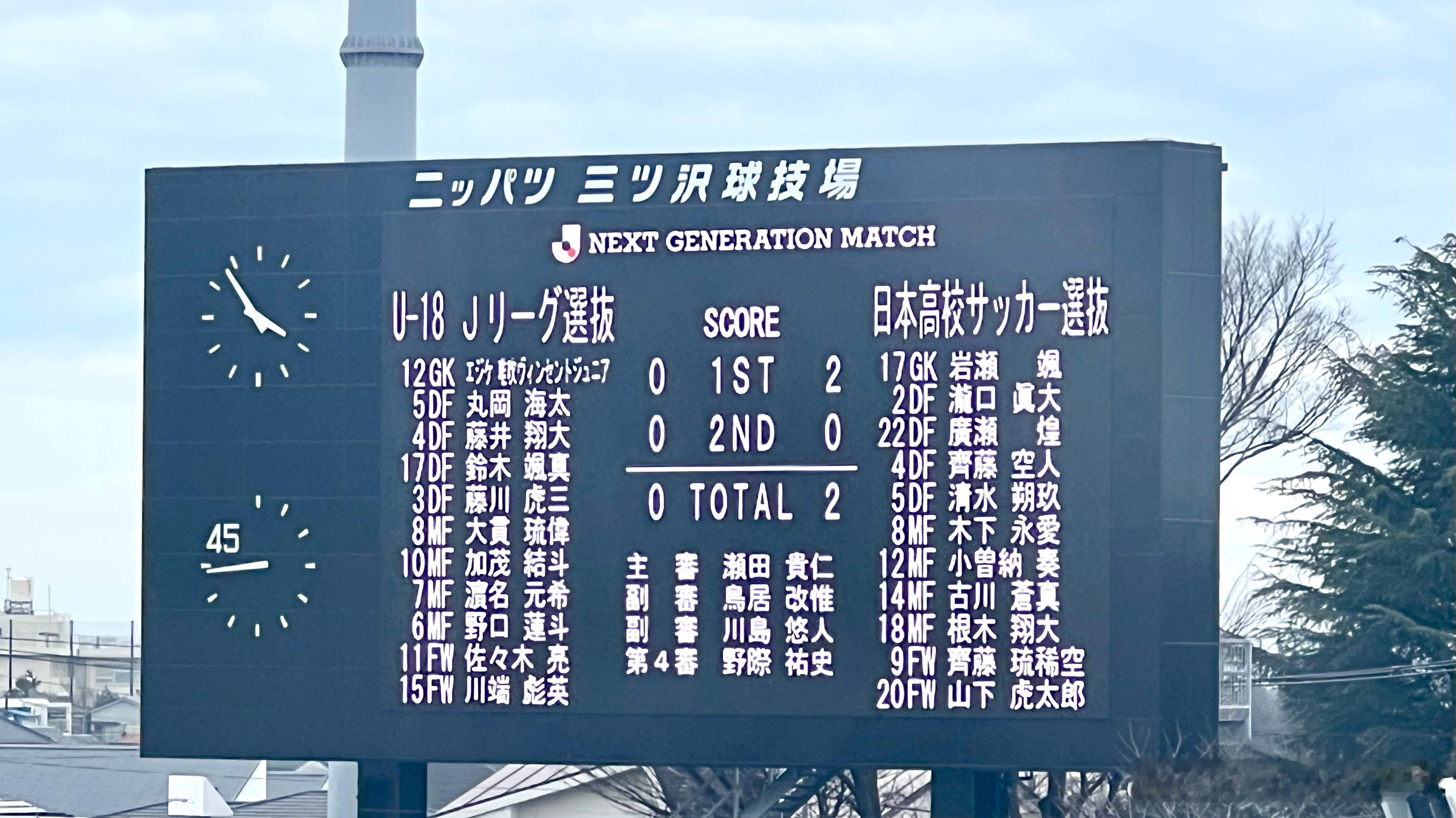 日本足球小将【NEXT GENERATION MATCH 2026｜比赛结果】（