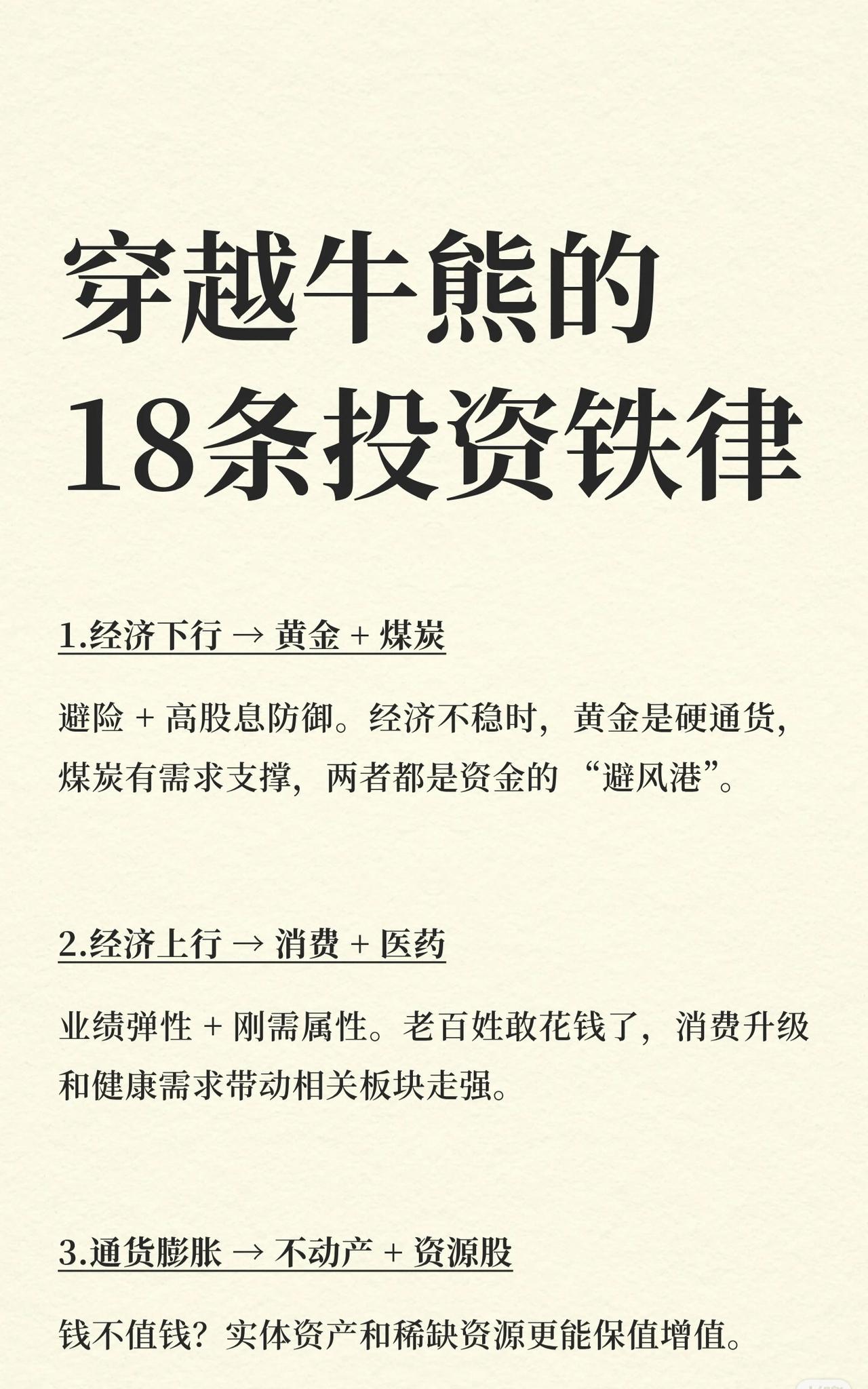 这份投资铁律围绕经济周期、利率变化、行业周期、社会趋势、政策导向、市场情绪、能源