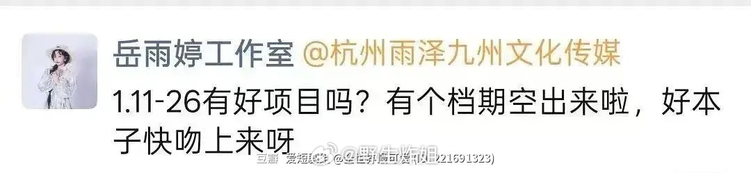 感觉岳雨婷一直在忙 还不如花时间好好挑本子 调整状态呢