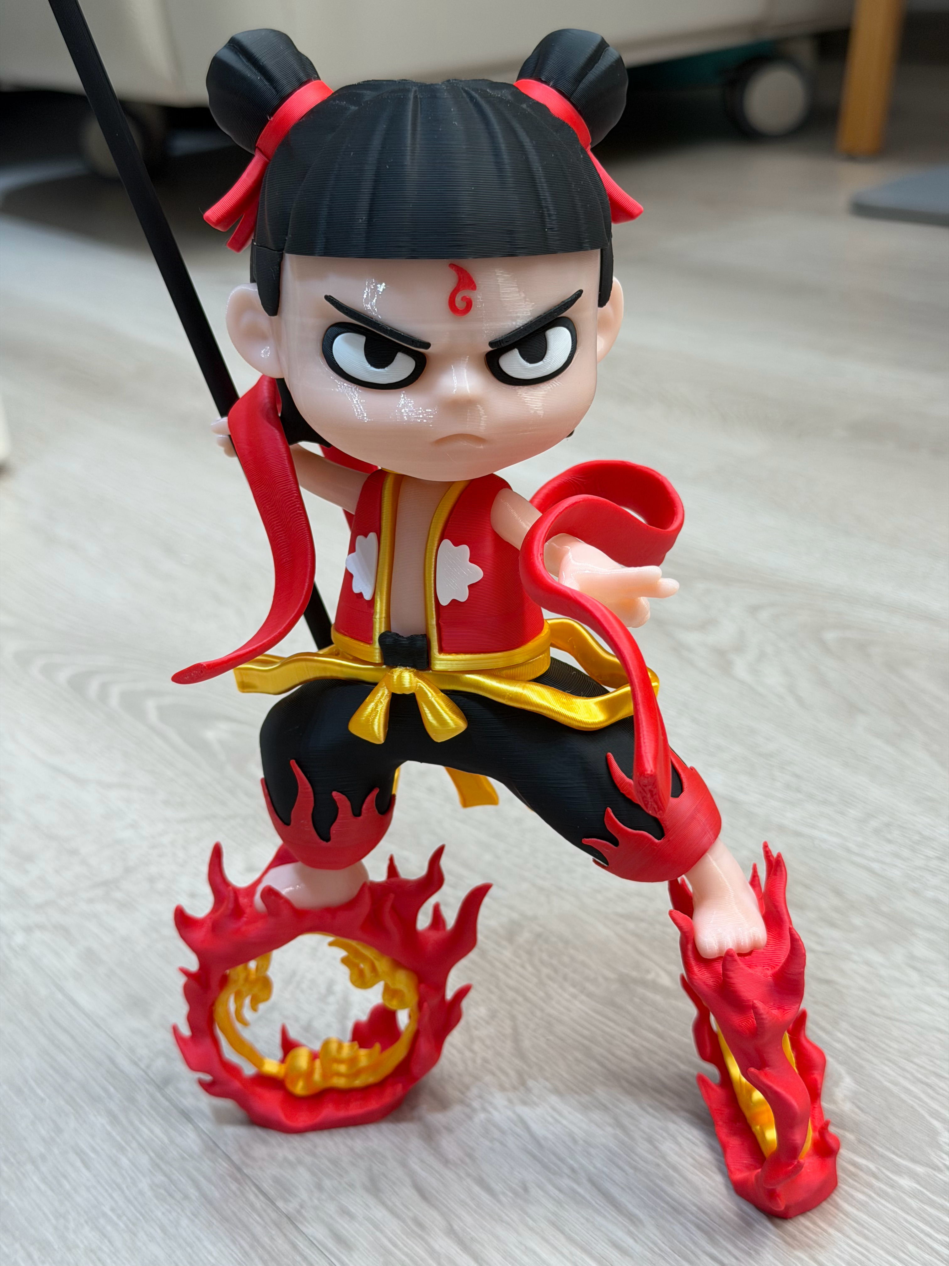 长峰3D的哪吒模型太帅了，打出来比模型提供的参考照片更好看。感觉不能全用丝绸打，