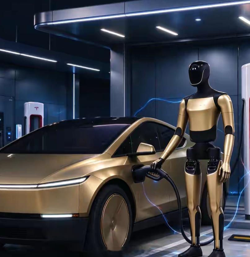 特斯拉Robotaxi的全自动闭环，卡在了一根充电枪上？细节特别真实，车能无人驾