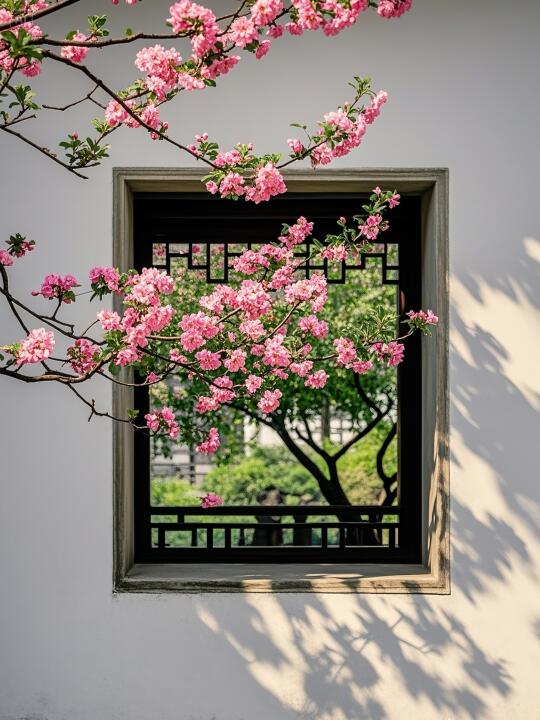 花与窗的浪漫邂逅