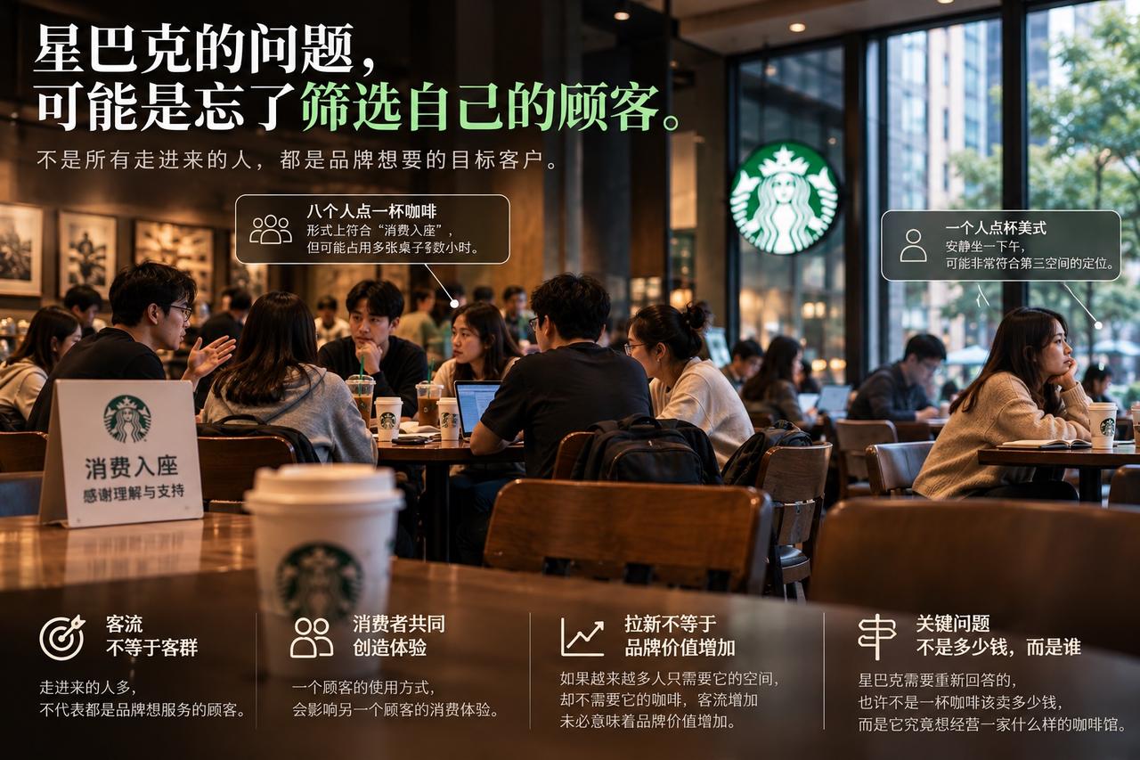 《星巴克的问题，可能是忘了筛选自己的顾客。》

看到星巴克推行“消费入座”，我想