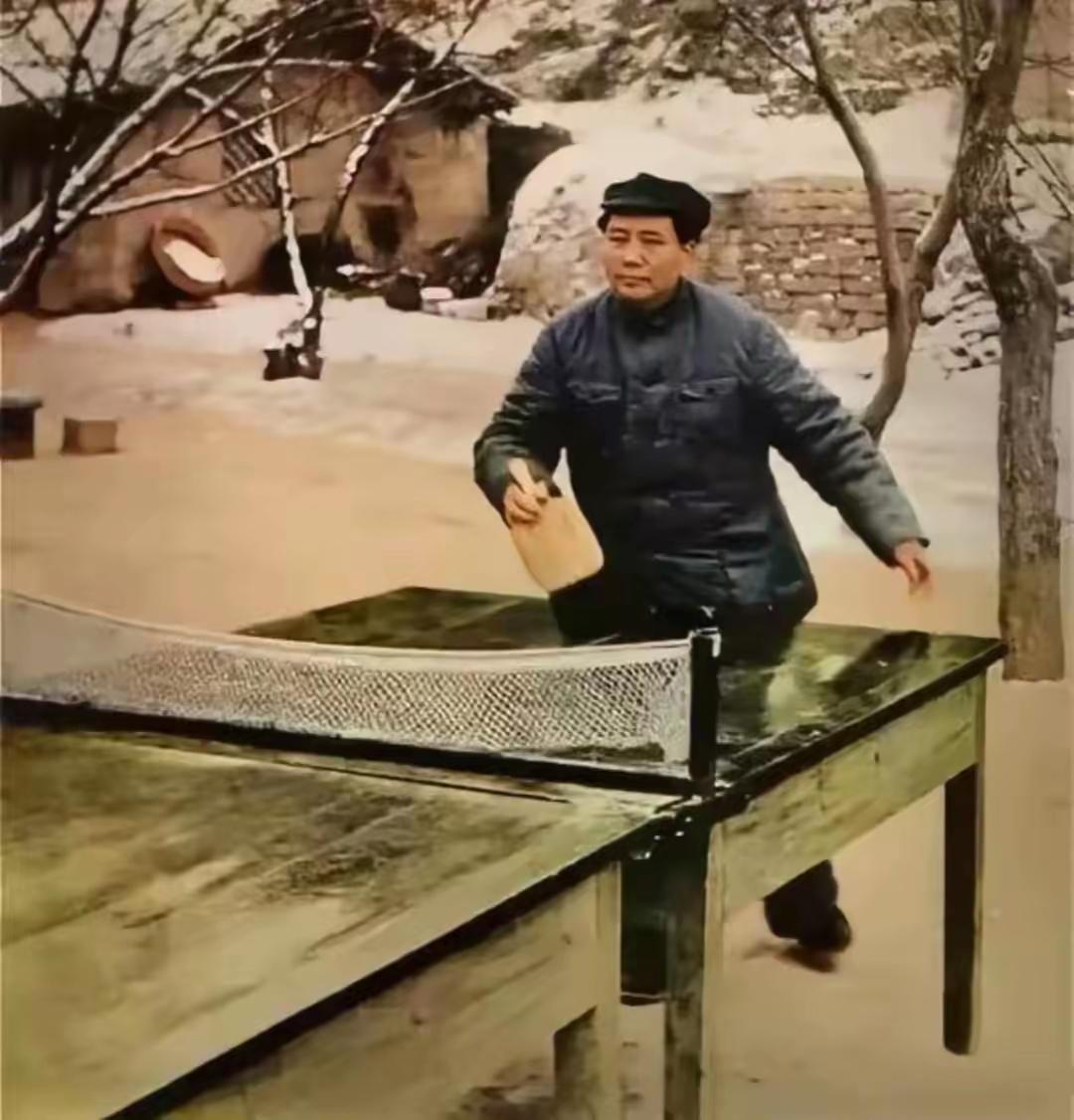 老人家在打乒乓球