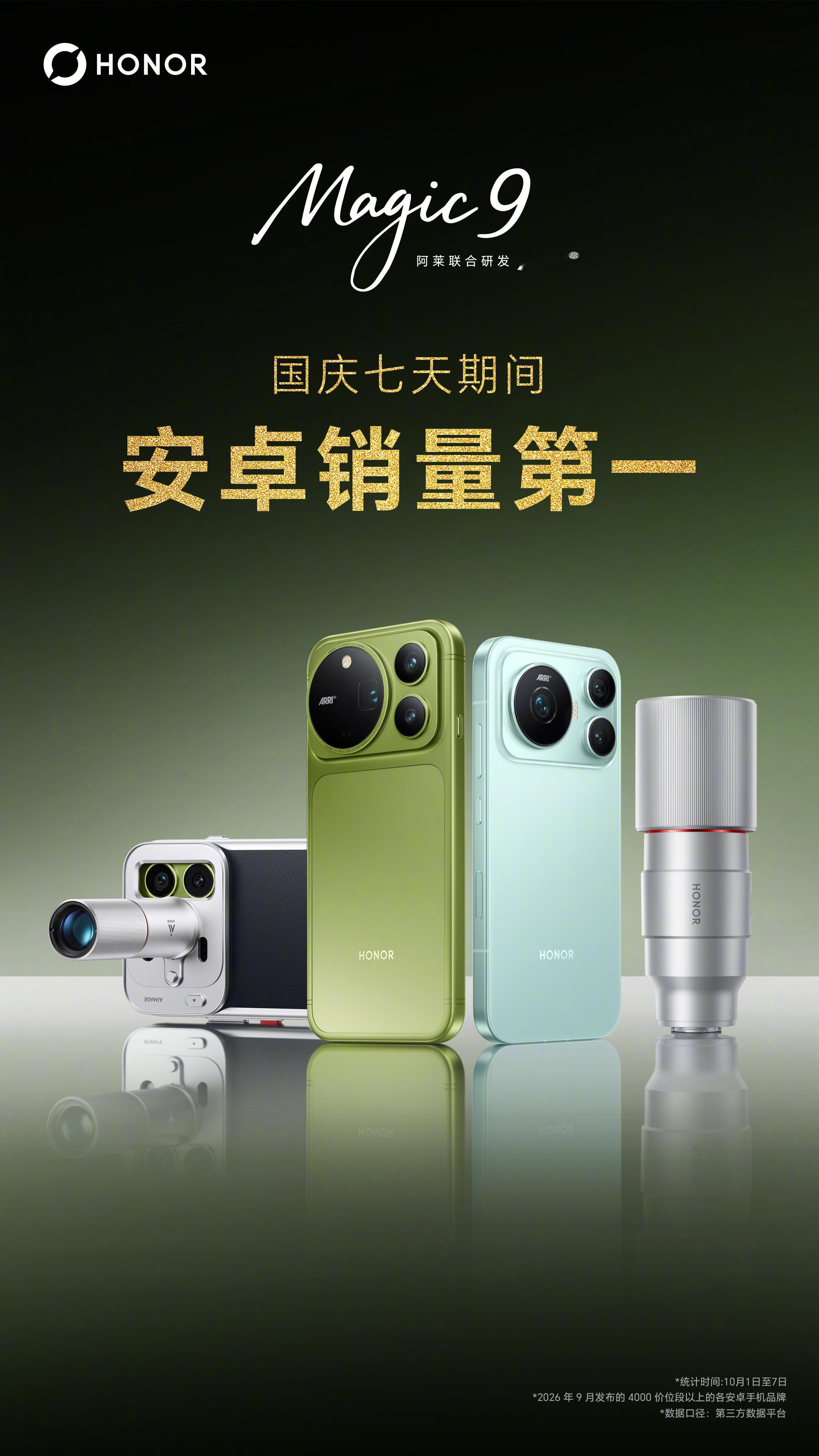 荣耀CEO发文感谢所有用户不只是国庆7天累计拿下安卓旗舰销量第一，而且假期里每一