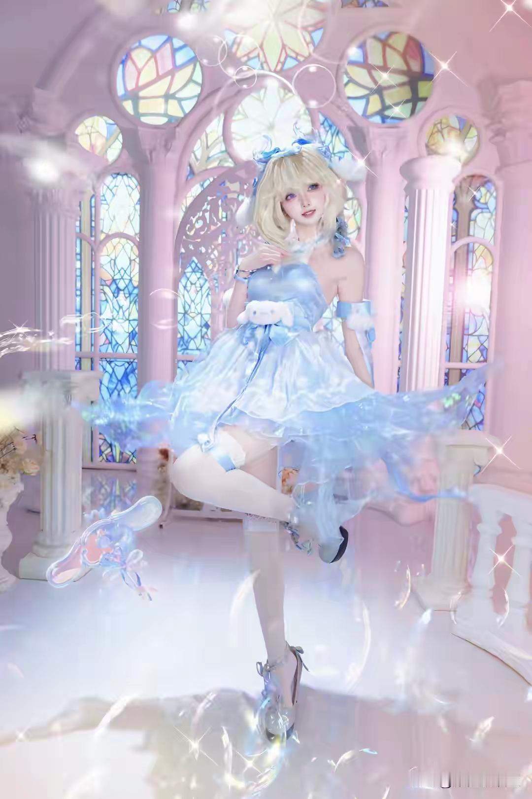 梦幻蓝裙少女，童话般梦幻世界白丝[话题]