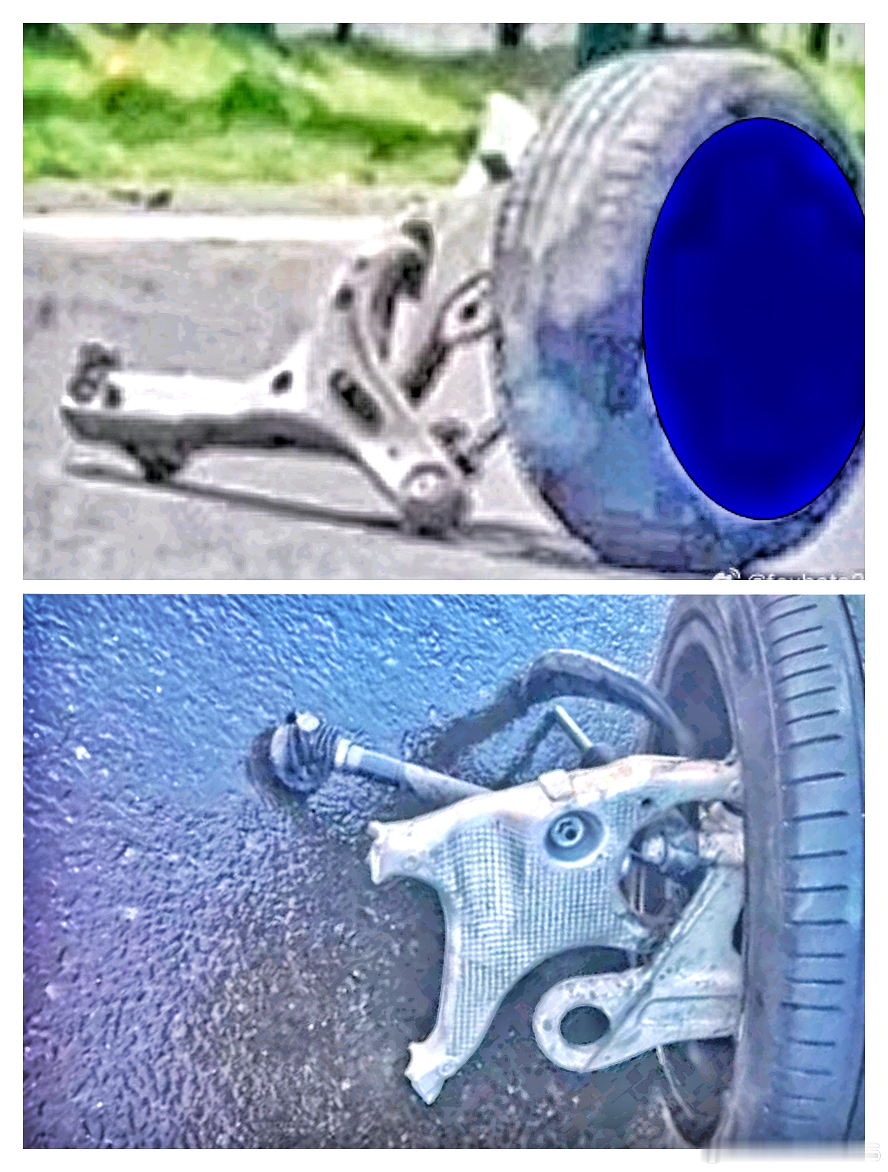 看来MLB也不是每次都断副车架。有时候也断h臂。