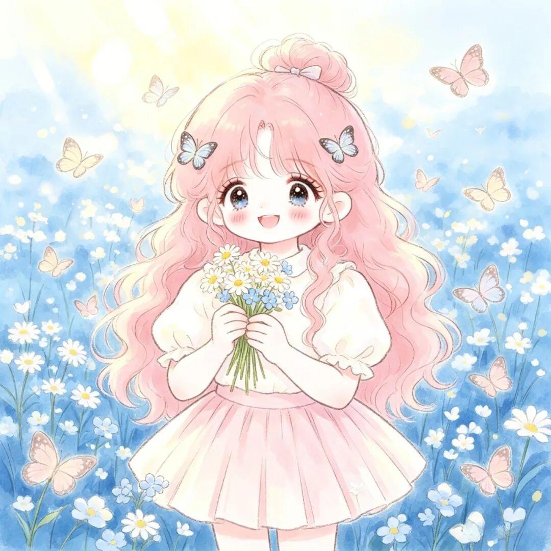 女生头像｜藏在蓝色花海中的治愈时光