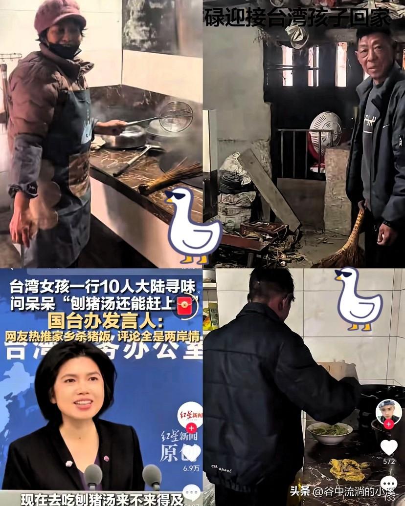 这下玩大了！
呆呆：这下真没辙了！
停办的刨猪宴被迫营业，
10位台湾同胞远道而