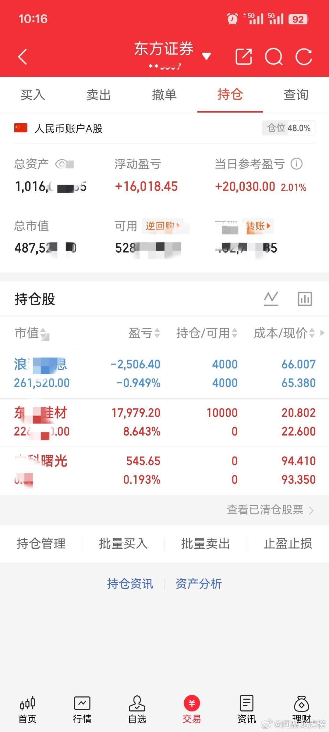 朋友们早上的时候特别看好东岳，所以就把中科早点挂着走了，进了点东岳，其他的都没动