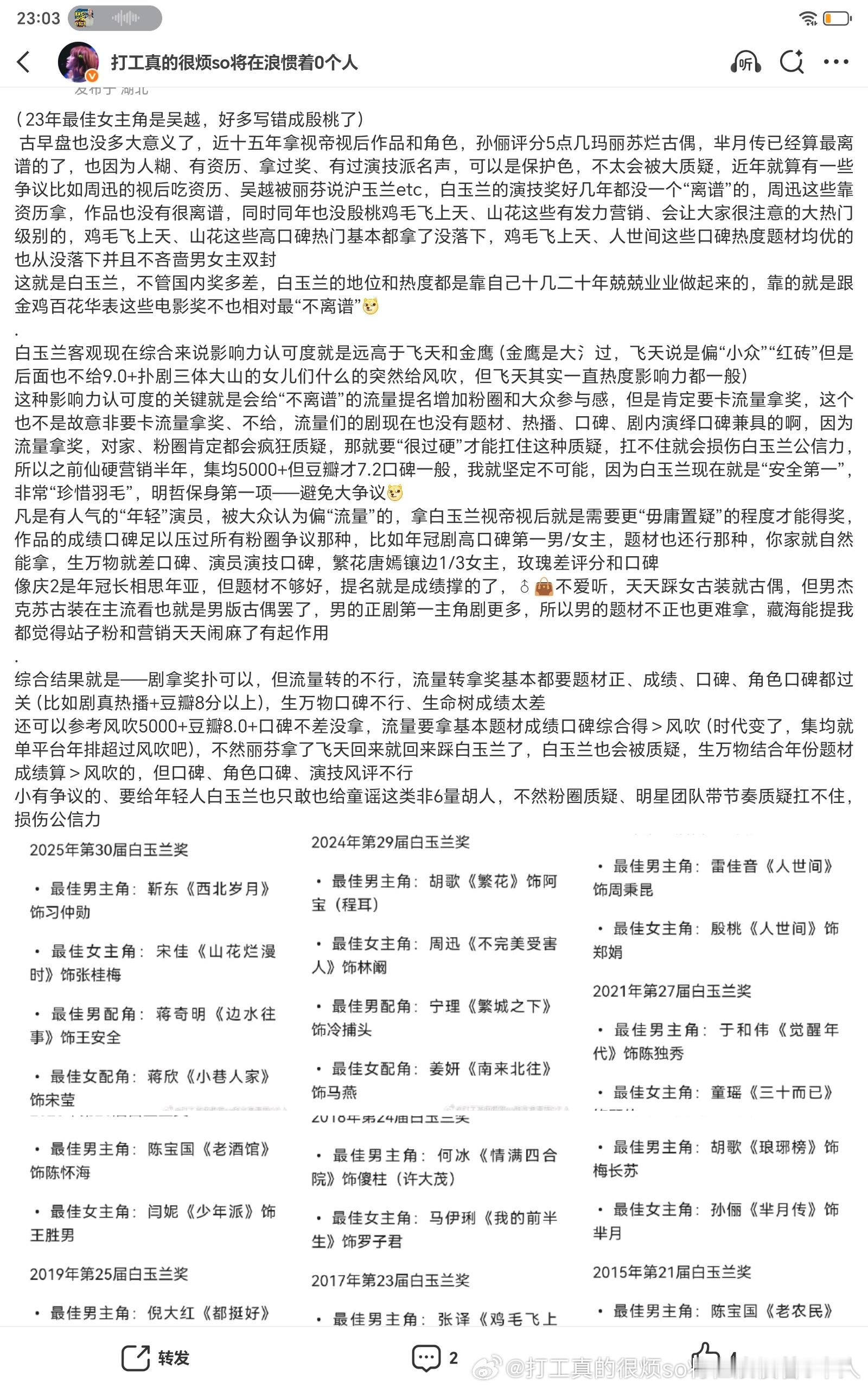 粉丝只看到说1300太扑，看不见剧情、片段、演技全部0出圈早说了剧拿奖扑可以，但