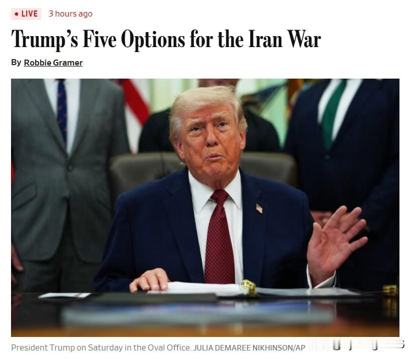 🇺🇸🇮🇷⚡️ 《华尔街日报》：特朗普在对伊战争问题上的五种选项：
—— 