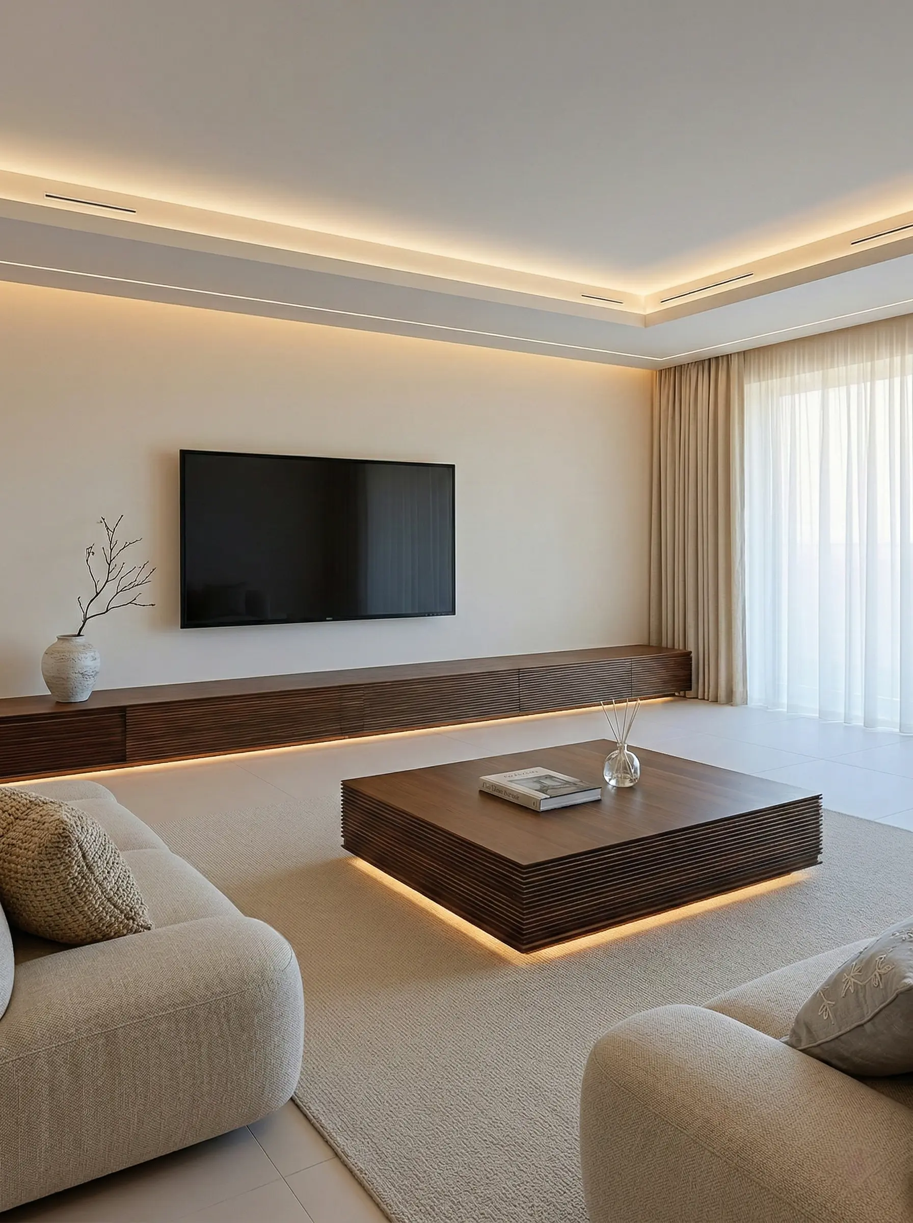 成都151㎡，极简+胡桃木也太高级了吧。