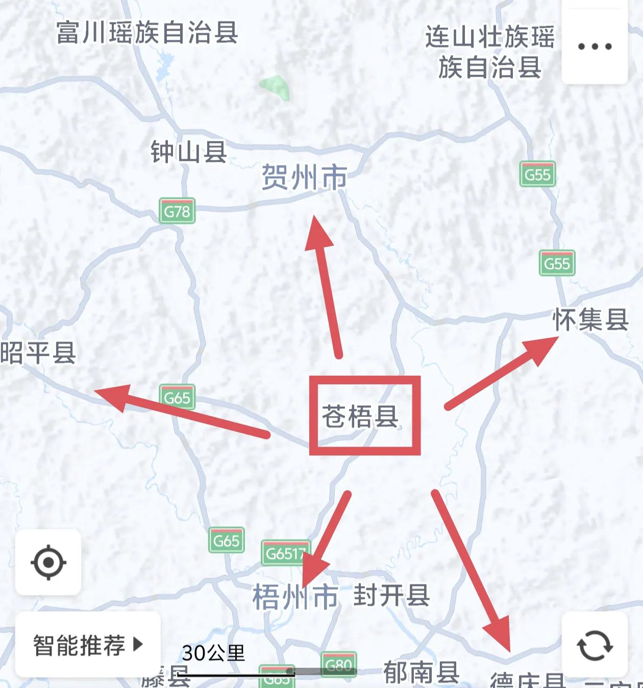 梧州真的用心良苦，12年前将苍梧县改成龙圩区，但是只要了包括县城在内的四个镇，剩