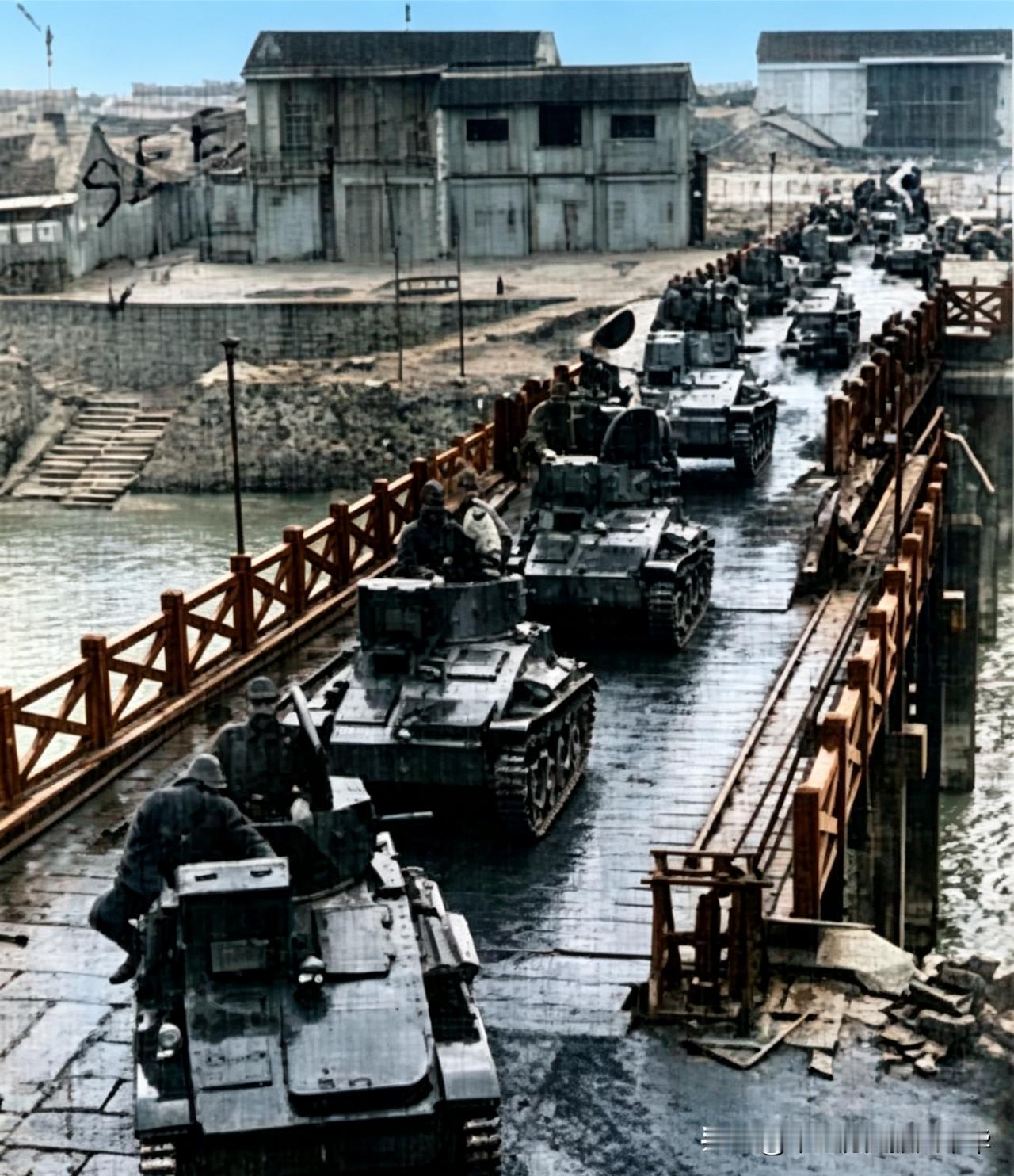 1939年4月4日，日军“小豆丁坦克”在江苏境内耀武扬威行进。
这款日军“小豆丁