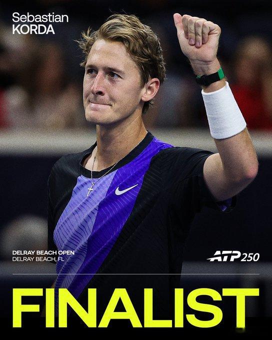 ATP250德拉海滩半决赛科达7-6/6-1科博利自2021之后，第二次打进决赛