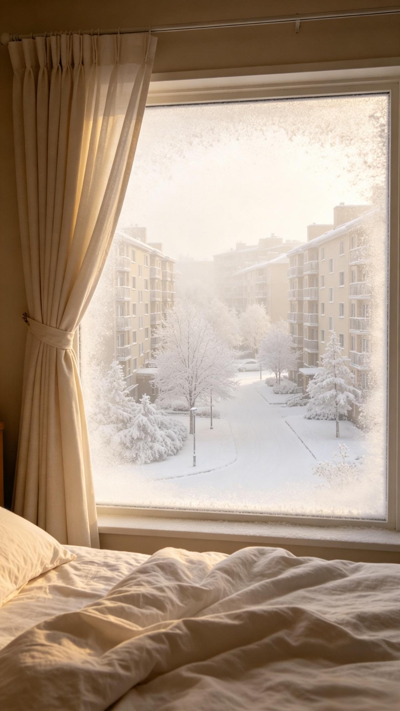 不提雪,怎样描写雪很大?

今早拉开窗帘，我以为世界被一键清零了
 
整个小区都