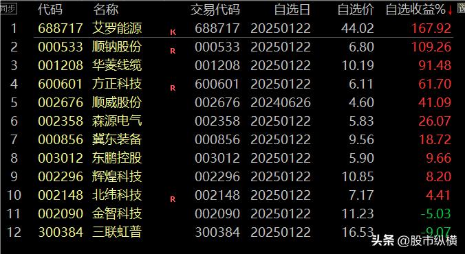 2025年的自选股收益还不错吧！