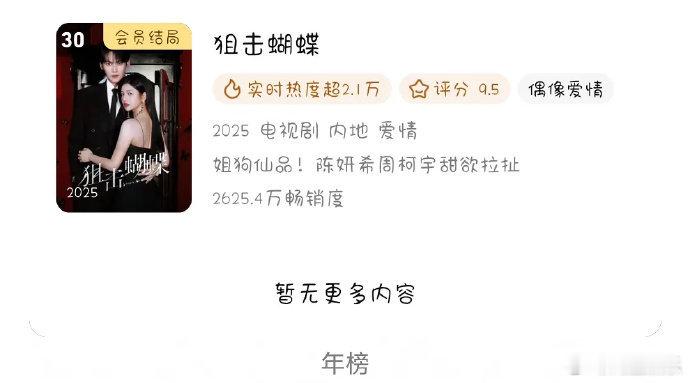 狙击蝴蝶年榜陈妍希周柯宇狙击蝴蝶年榜30  狙击蝴蝶年榜有，咱就说陈妍希周柯宇狙