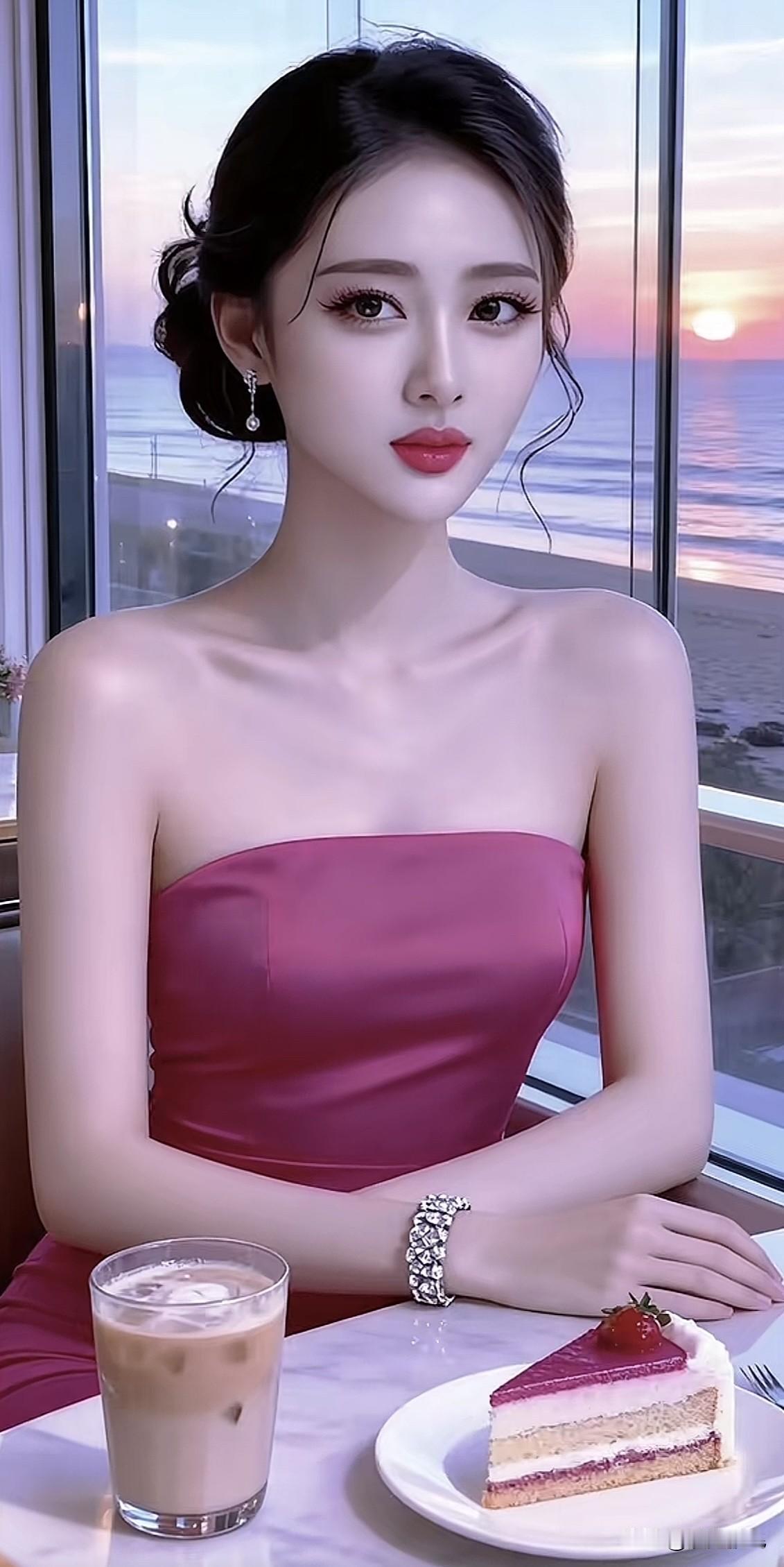 海天一色间，美人赏芳菲。绿裳春景照 海天间的一抹蓝 湖山美人照 海天间的一抹蓝 