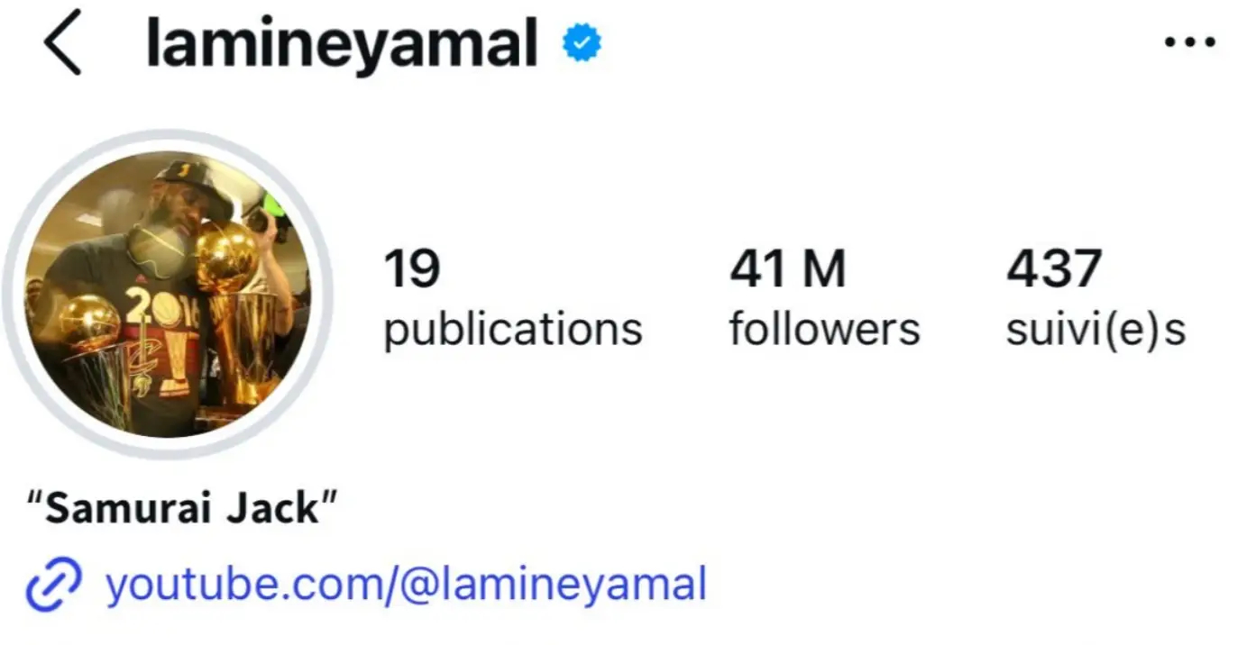 巴塞罗那边锋亚马尔今天更新了自己的Instagram头像，现在他的头像是2016