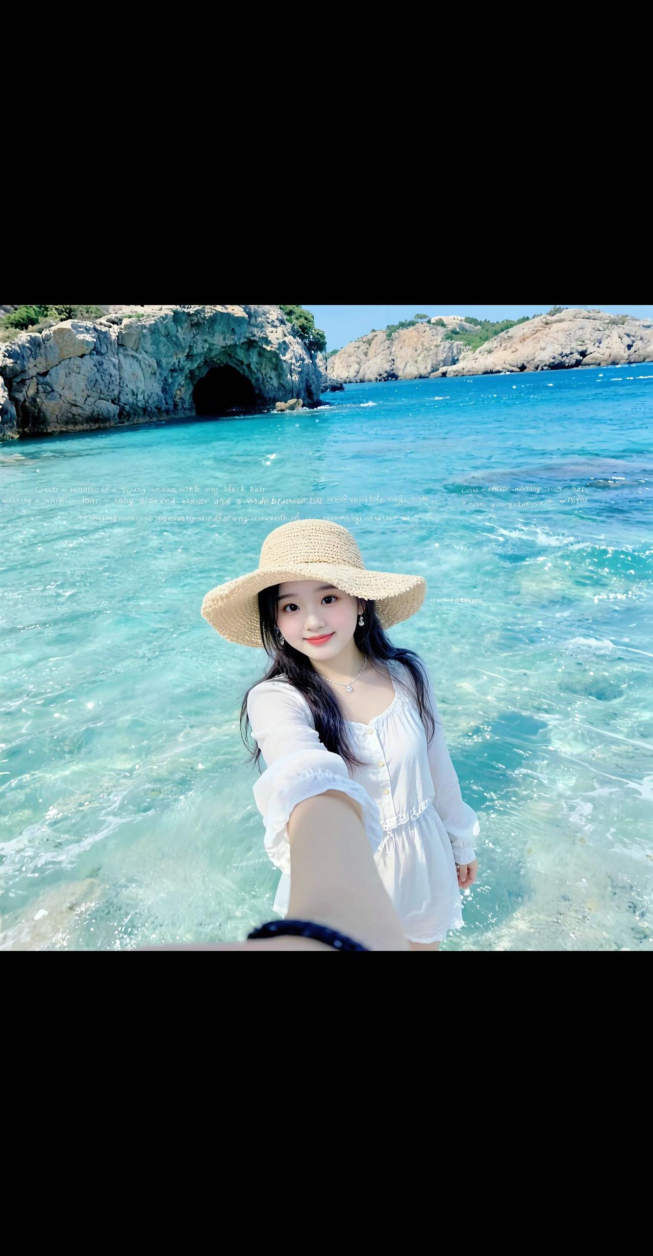 浅海 沙滩美女 海岛游 抖音玩法合伙人计划 创作原创