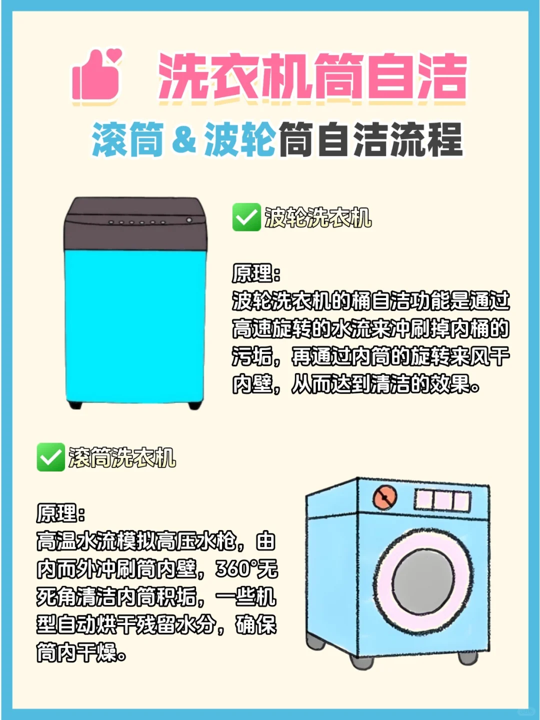 滚筒＆波轮筒自洁流程！后附注意事项