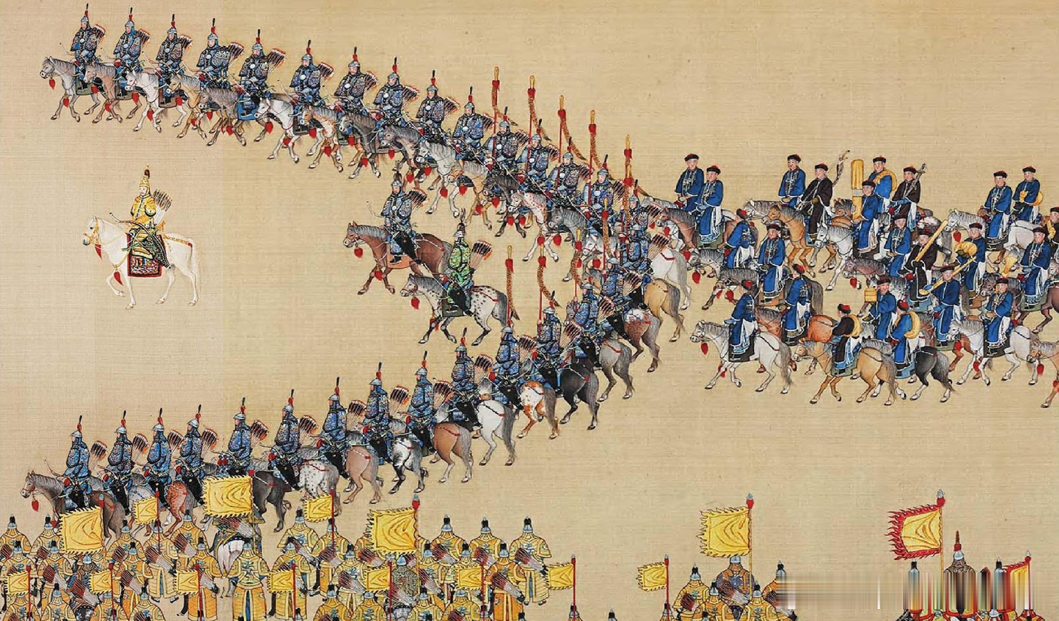 1739年11月乾隆南苑阅兵，《大阅图》第3卷《阅阵》局部图军事历史全触达