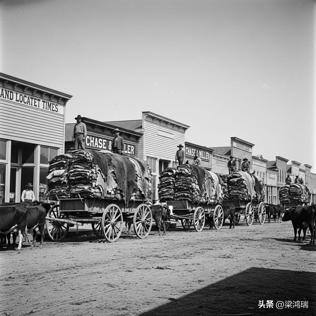 这张黑白照片记录了 1874年6月 德克萨斯州 韦瑟福德（Weatherford