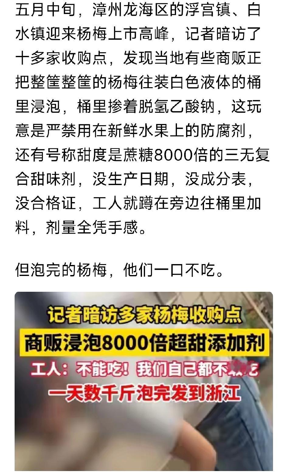 福建毒杨梅再升级！记者暗访被死亡威胁，果农守着一筐筐烂果。漳州龙海区的浮宫镇、白