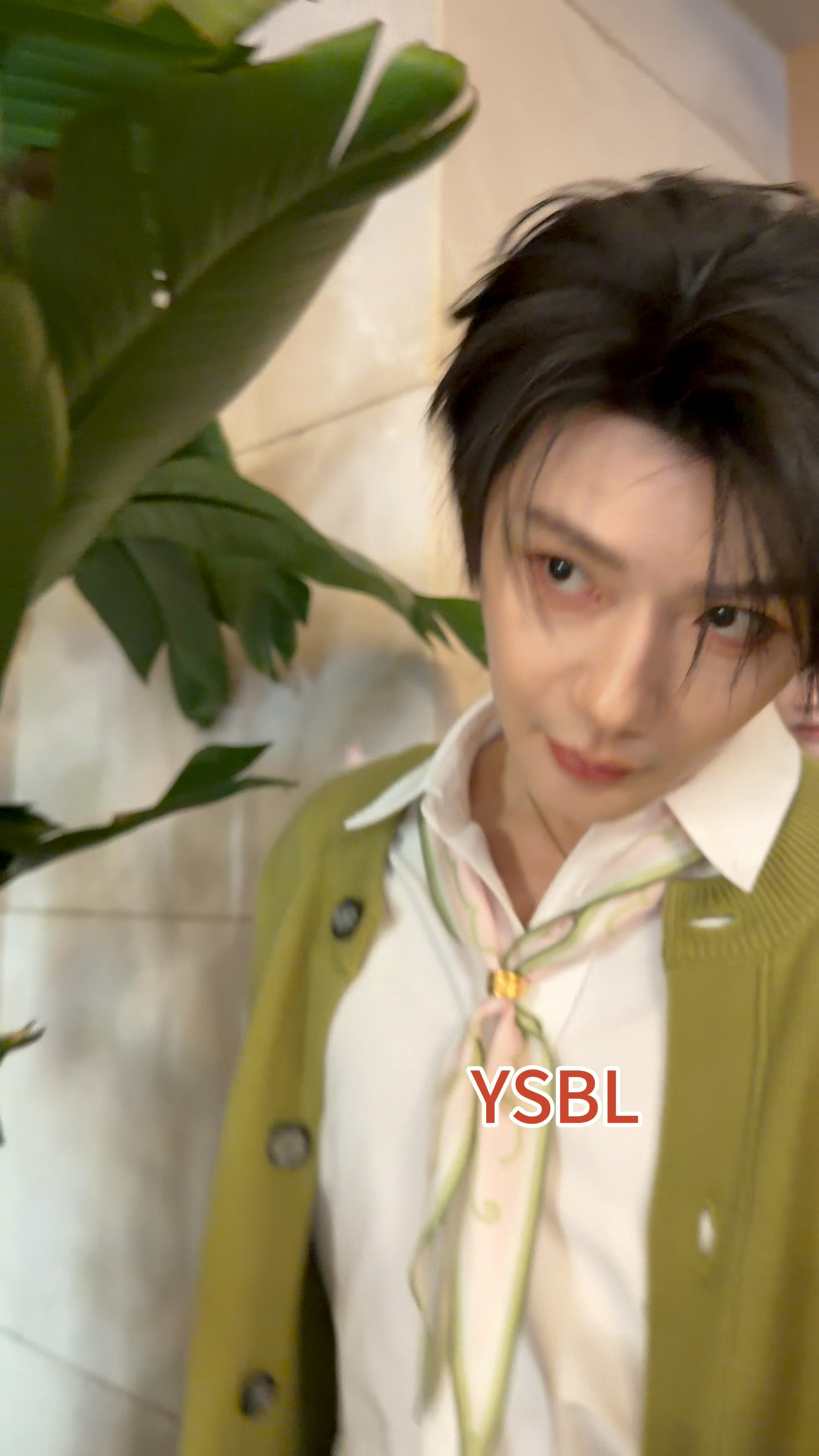 躲盆栽示意有楼梯舔嘴唇 