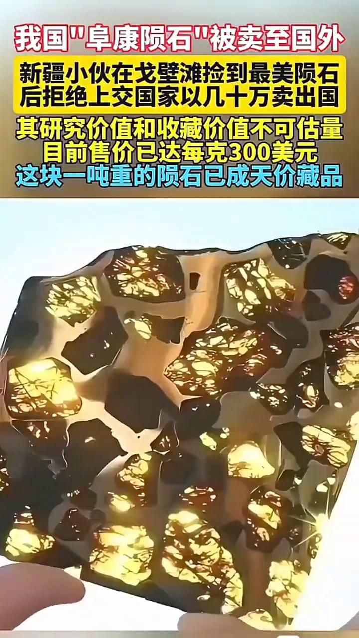 我国"阜康陨石"被卖至国外，新疆小伙在戈壁滩捡到最美陨石后拒绝上交国家，以几十万
