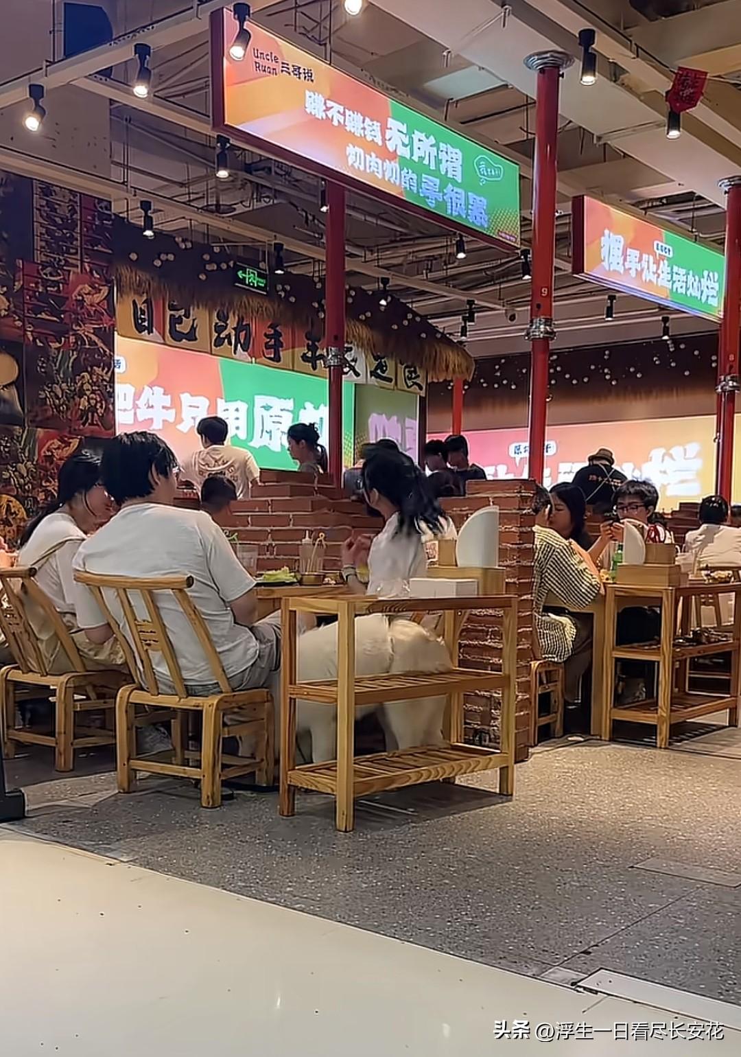 又是狗进店，这次是浙江的破破烂烂的烤肉店。有食客拍到了食客带着大型犬进店消费，全