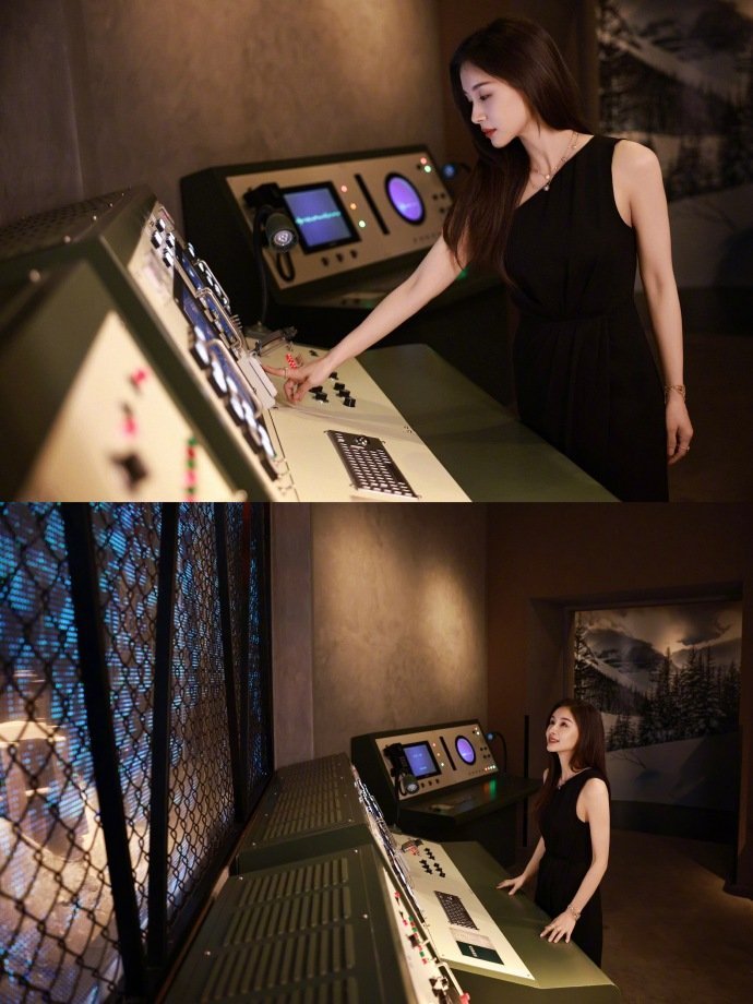 #王子文黑色斜肩长裙##王子文柔顺黑长直#王子文一身黑色斜肩长裙搭配柔顺黑长直发