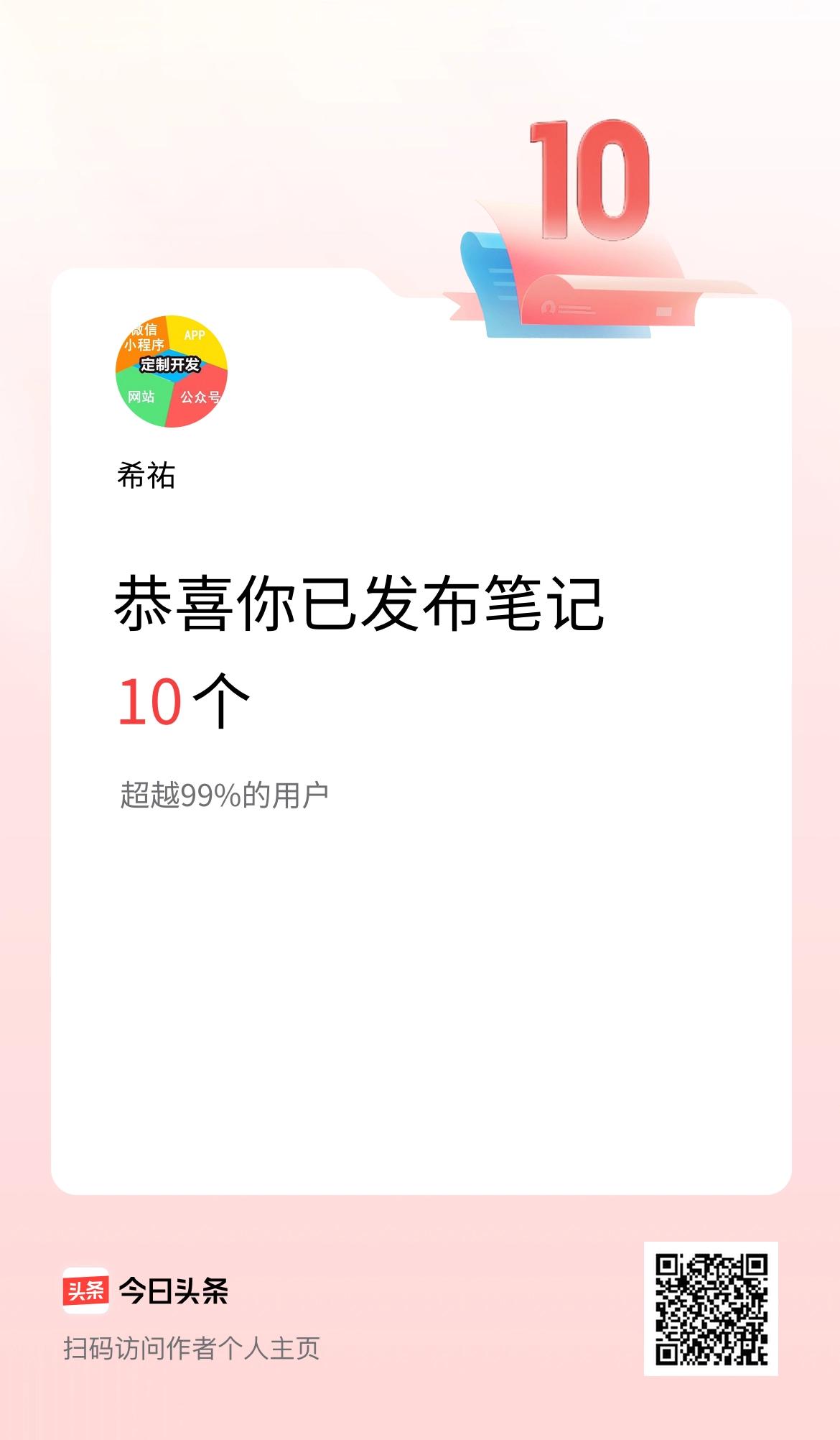 我在头条累计投稿笔记10个