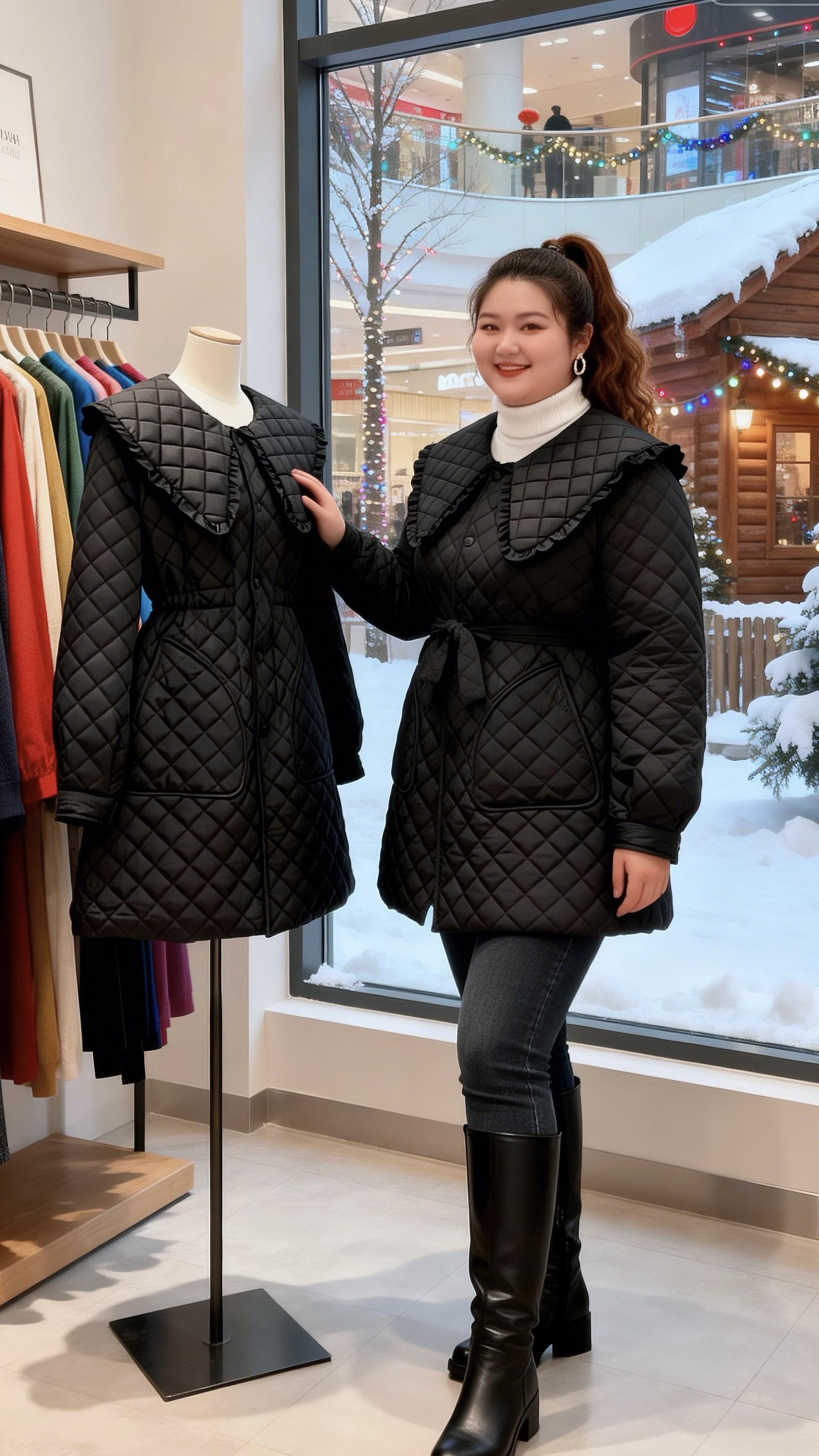 大码女装毛毛外套时尚保暖胖妹妹的冬季有效穿搭 时尚休闲穿搭