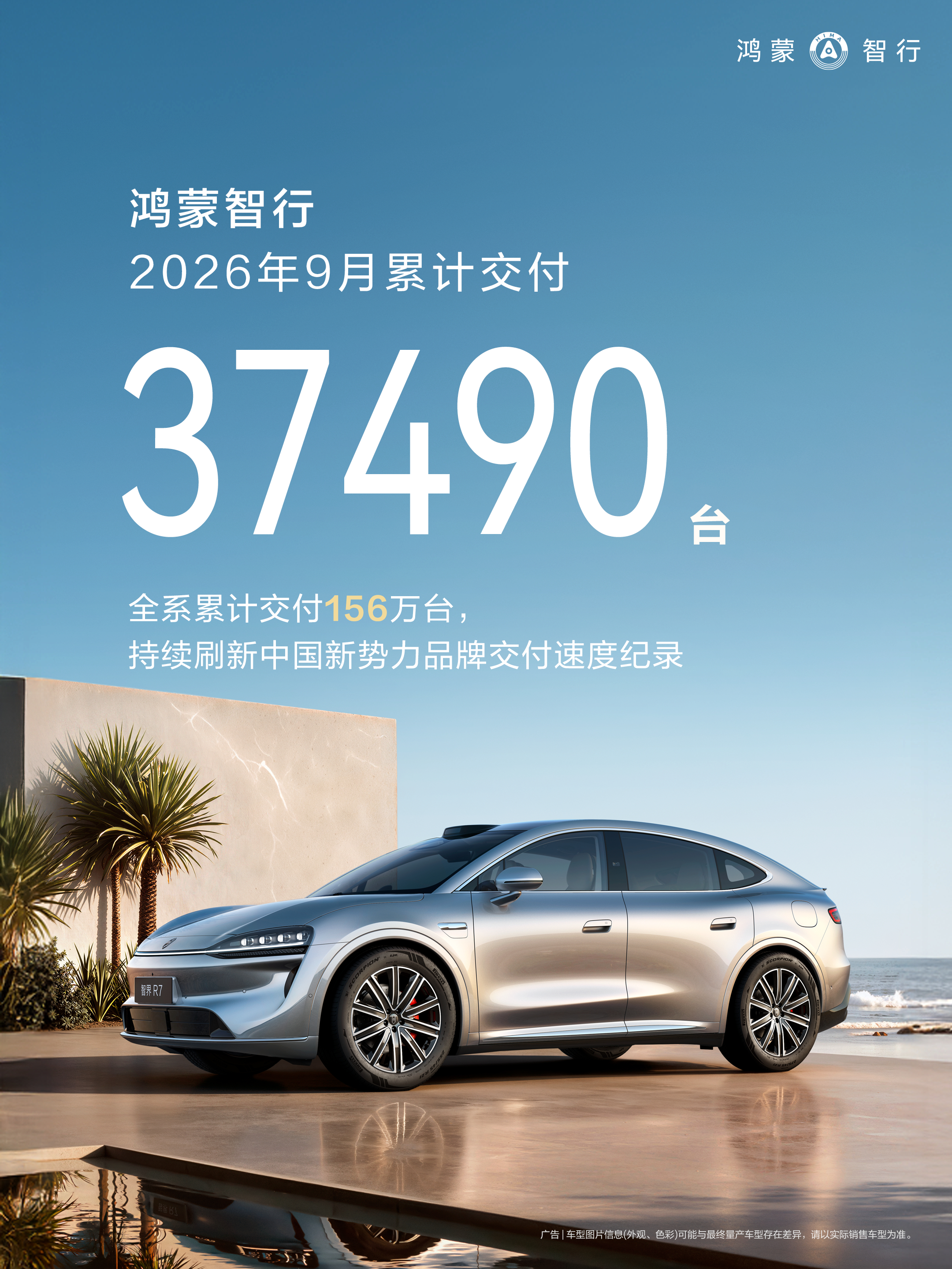 9月大家关心的新势力车企交付量小鹏41256小米40000+鸿蒙智行37490蔚