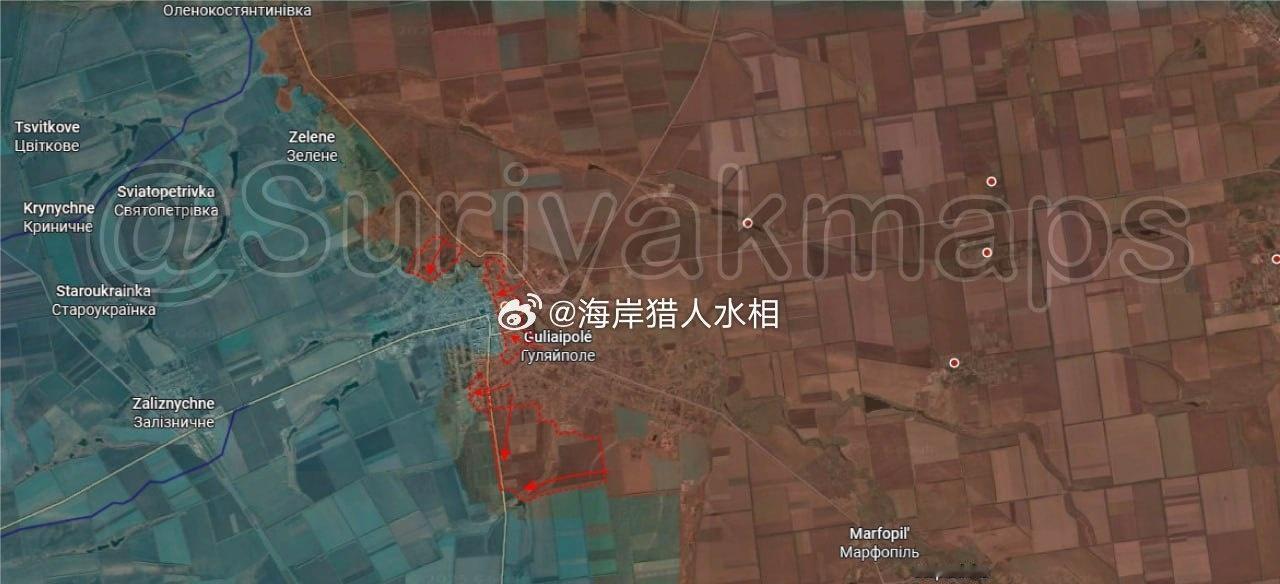 俄乌局势第1398天：

胡利亚波尔前线局势：过去两天，俄军完全控制了胡利亚波尔