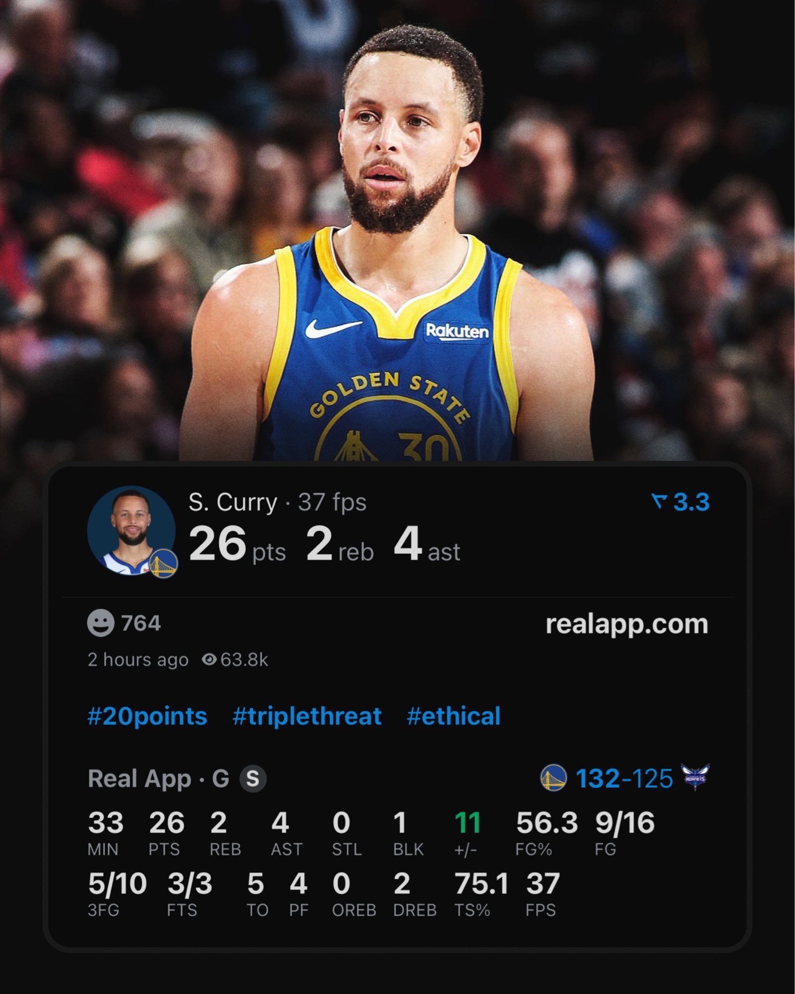 你是我的神斯蒂芬·库里在生涯第17个赛季，仍领跑全联盟“单场25分+5记三分”的