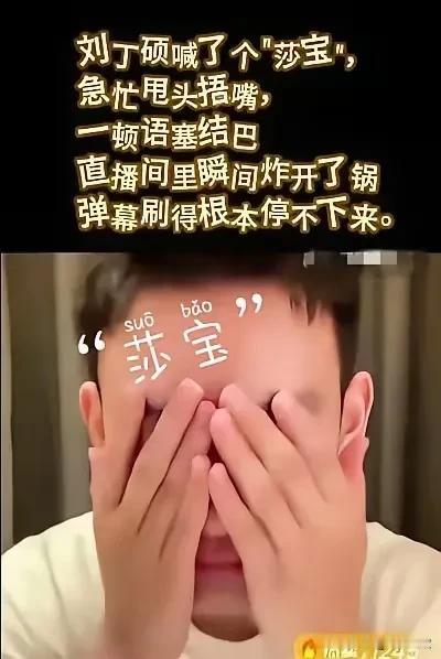 刘丁硕为了给直播间拉拉人气，
喊了一声:"莎宝！"

结果留言蹭蹭的就涨上去了，